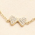 Close Up of Stainless Steel Crystal Bow Bracelet in Gold