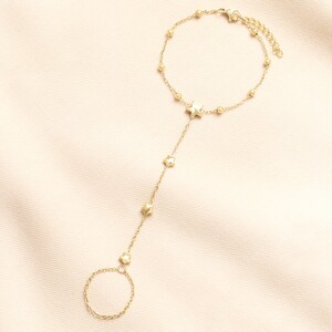 Stainless Steel Star Charm Hand Chain in Gold