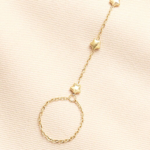 Stainless Steel Star Charm Hand Chain in Gold