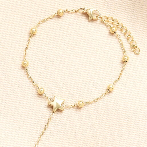 Stainless Steel Star Charm Hand Chain in Gold