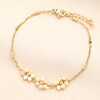 Triple Flower Barrel Chain Bracelet in Gold
