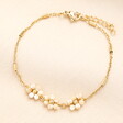 Triple Flower Barrel Chain Bracelet in Gold