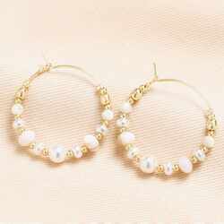 Organic Pearl Hoop Earrings in Gold