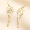 Stainless Steel Angel Wing Drop Earrings in Gold