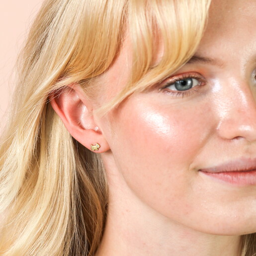 Stainless Steel Crystal Westie Dog Stud Earrings in Gold