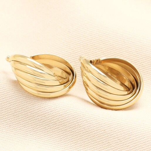 Stainless Steel Twisted Hoop Earrings in Gold Stainless Steel Twisted Hoop Earrings in Gold