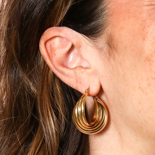 Stainless Steel Twisted Hoop Earrings in Gold