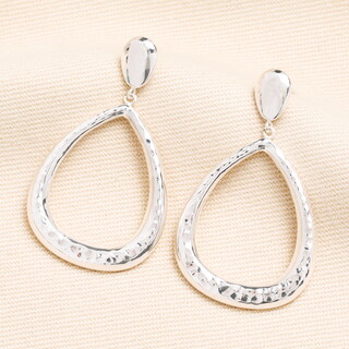 Teardrop Hammered Drop Earrings in Silver