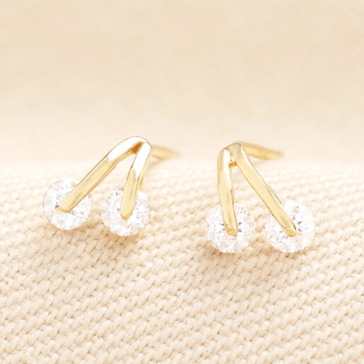 Sterling Silver Crystal Cherry Stud Earrings