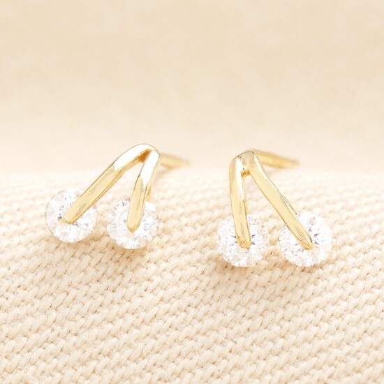 Sterling Silver Crystal Cherry Stud Earrings