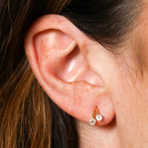 Sterling Silver Crystal Cherry Stud Earrings