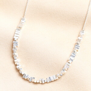 Silver Rectangular Beaded Necklace