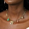 Model Wearing Festive Charm Paperclip Chain Necklace in Gold