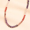 Stainless Steel Multi Semi Precious Stone Beaded Necklace