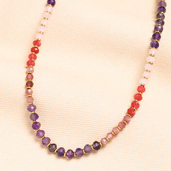 Stainless Steel Multi Semi Precious Stone Beaded Necklace