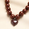 Brown Beaded Heart Charm Pendant Necklace