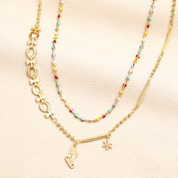 Double Layer Christmas Charm Necklace in Gold