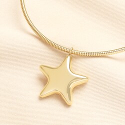 Stainless Steel Chunky Star Choker Necklace in Gold