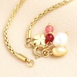 Freshwater Pearl and Clover Charms Pendant Necklace in Gold