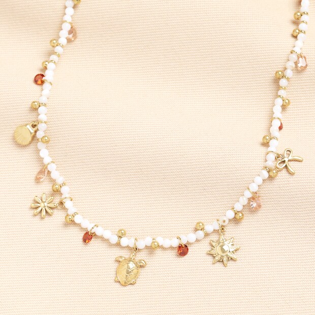 Beach Charms Beaded Necklace in Gold Beach Charms Beaded Necklace in Gold