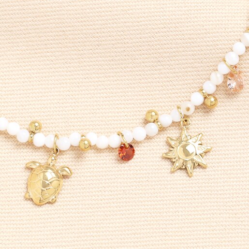Beach Charms Beaded Necklace in Gold
