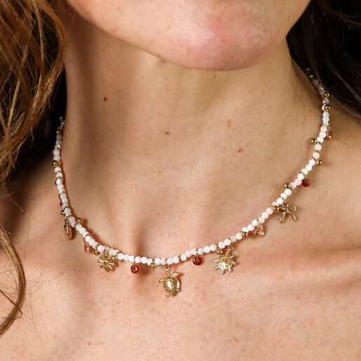 Beach Charms Beaded Necklace in Gold