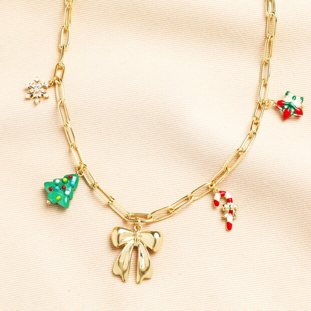 Festive Charm Paperclip Chain Necklace in Gold Festive Charm Paperclip Chain Necklace in Gold