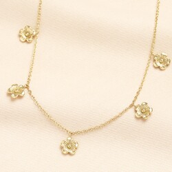Stainless Steel Blossom Flower Pendant Necklace in Gold