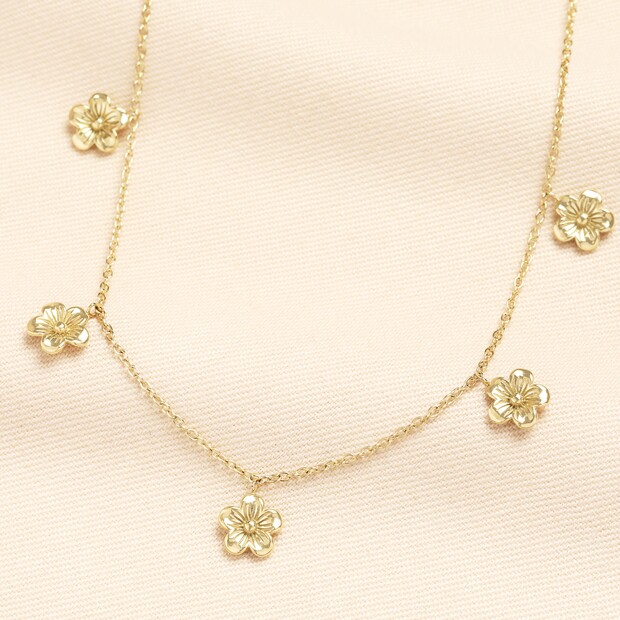 Stainless Steel Blossom Flower Pendant Necklace in Gold Stainless Steel Blossom Flower Pendant Necklace in Gold