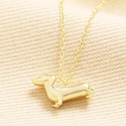 Gold Sterling Silver Sausage Dog Necklace