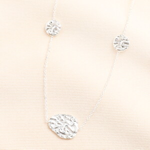 Stainless Steel Hammered Pebble Long Chain Necklace in Silver