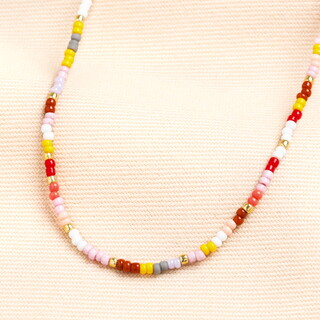 Pastel Pink and Yellow Beaded Necklace