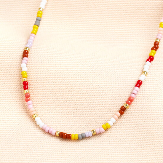 Pastel Pink and Yellow Beaded Necklace
