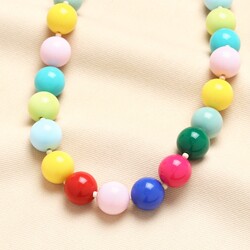 Chunky Rainbow Beaded Necklace in Gold