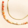 Semi Precious Double Layer Herringbone Beaded Necklace in Gold