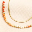 Semi Precious Double Layer Herringbone Beaded Necklace in Gold