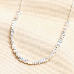 Rectangular Beaded Necklace in Silver