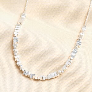 Silver Rectangular Beaded Necklace