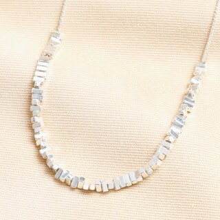 Rectangular Beaded Necklace in Silver