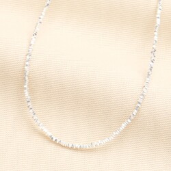 Faceted Bead Choker Necklace in Silver
