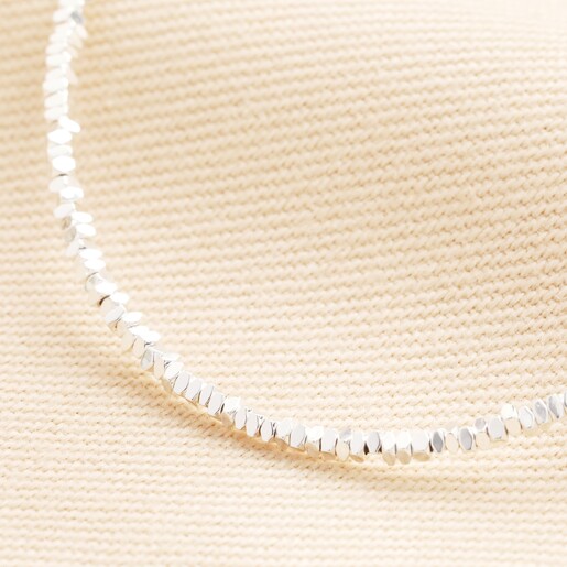 Stainless Steel Chain Beaded Necklace in Silver