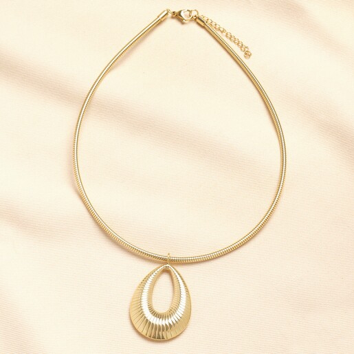 Stainless Steel Oval Choker Necklace in Gold