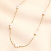 Stainless Steel Pearl Snakechain Necklace in Gold