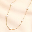 Stainless Steel Pearl Snakechain Necklace in Gold