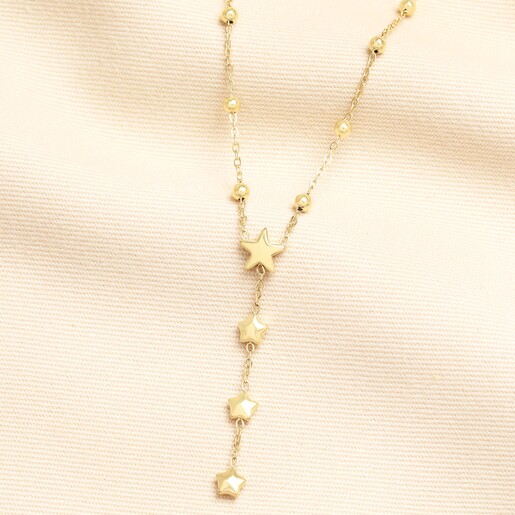 Stainless Steel Star Lariat Pendant Necklace in Gold Stainless Steel Star Lariat Pendant Necklace in Gold