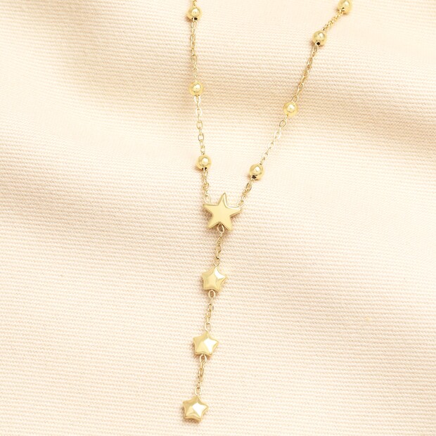 Stainless Steel Star Lariat Pendant Necklace in Gold Stainless Steel Star Lariat Pendant Necklace in Gold