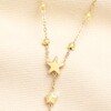 Stainless Steel Star Lariat Pendant Necklace in Gold