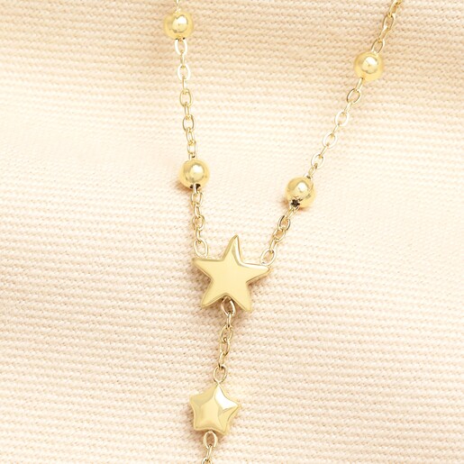Stainless Steel Star Lariat Pendant Necklace in Gold Stainless Steel Star Lariat Pendant Necklace in Gold
