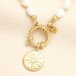 Stainless Steel Pearl Star Compass Pendant Necklace in Gold
