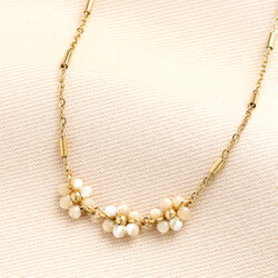 Triple Flower Barrel Chain Gold Necklace